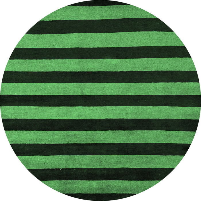 Round Machine Washable Abstract Emerald Green Modern Area Rugs, wshabs5396emgrn
