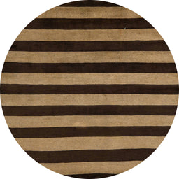 Round Machine Washable Abstract Cinnamon Brown Rug, wshabs5396