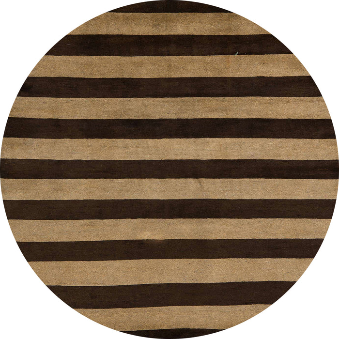 Round Machine Washable Abstract Cinnamon Brown Rug, wshabs5396