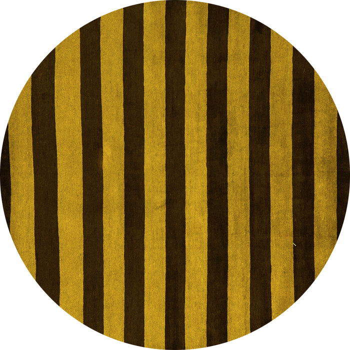 Round Machine Washable Abstract Yellow Modern Rug, wshabs5396yw