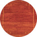 Round Machine Washable Abstract Orange Modern Area Rugs, wshabs5397org