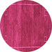 Round Machine Washable Abstract Pink Modern Rug, wshabs5397pnk