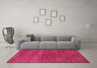 Machine Washable Abstract Pink Modern Rug, wshabs5397pnk