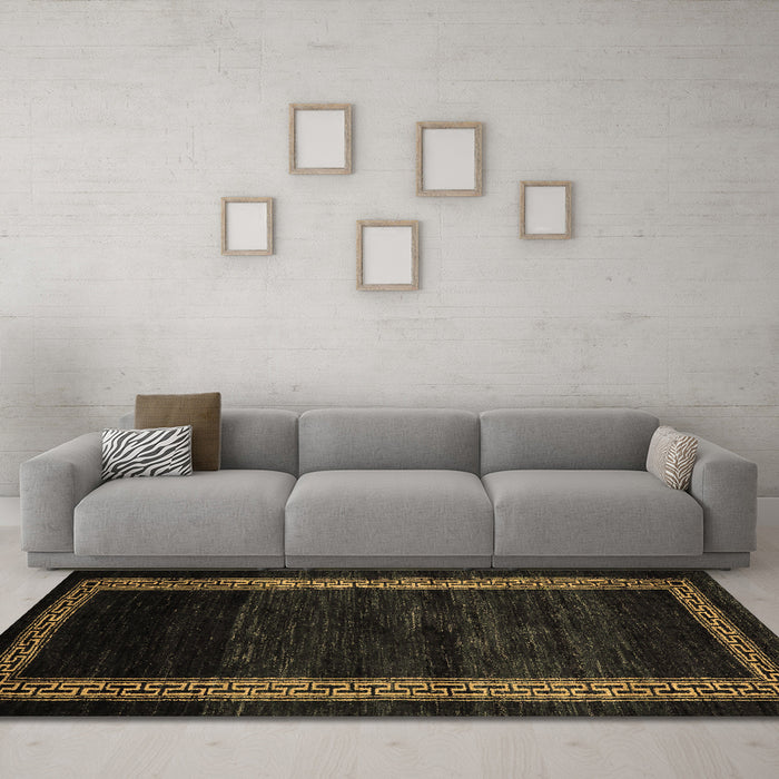 Machine Washable Abstract Brown Modern Rug in a Living Room,, wshabs5399brn