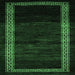 Square Abstract Emerald Green Modern Rug, abs5399emgrn