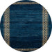 Round Abstract Blue Modern Rug, abs5399