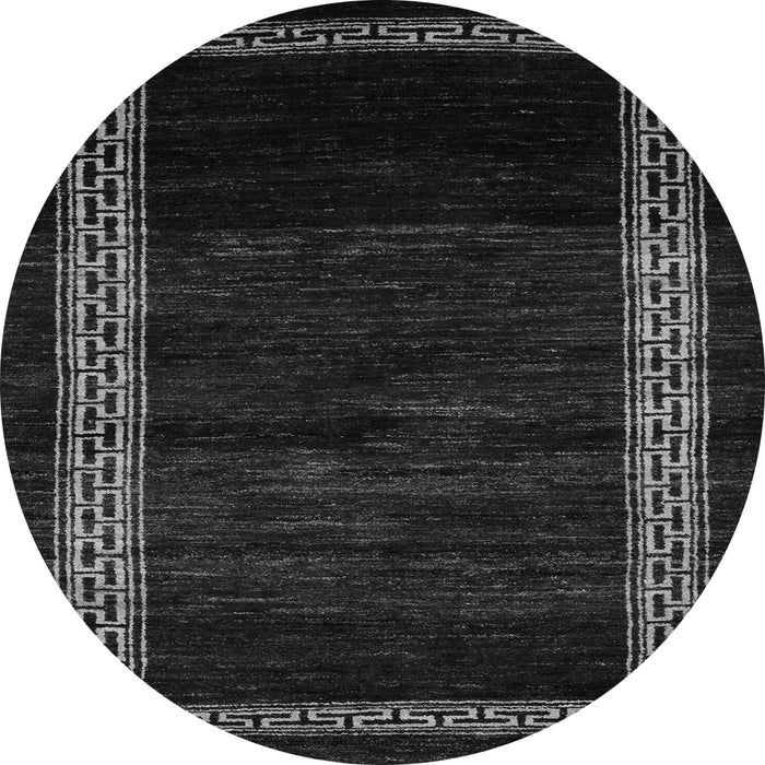 Round Machine Washable Abstract Gray Modern Rug, wshabs5399gry