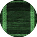 Round Abstract Emerald Green Modern Rug, abs5399emgrn