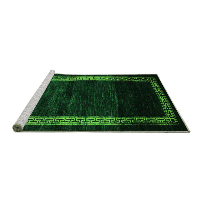 Sideview of Machine Washable Abstract Green Modern Area Rugs, wshabs5399grn