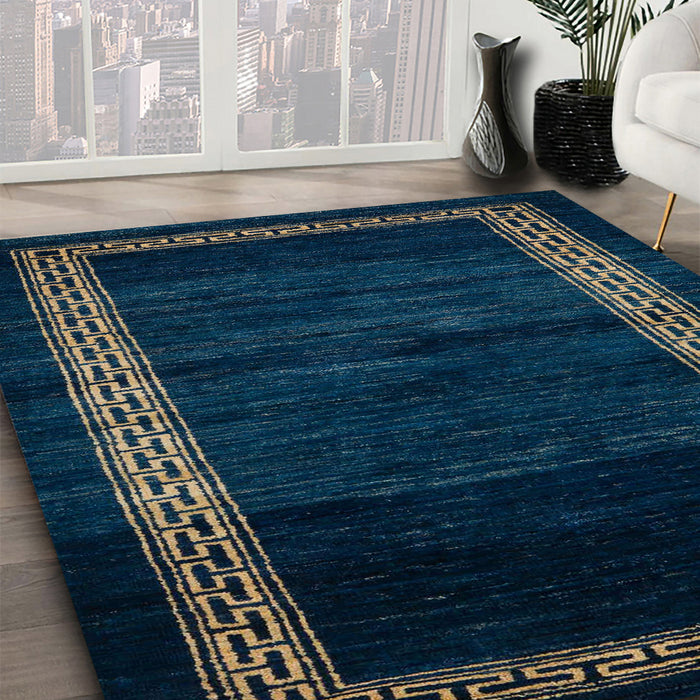 Machine Washable Abstract Night Blue Rug in a Family Room, wshabs5399