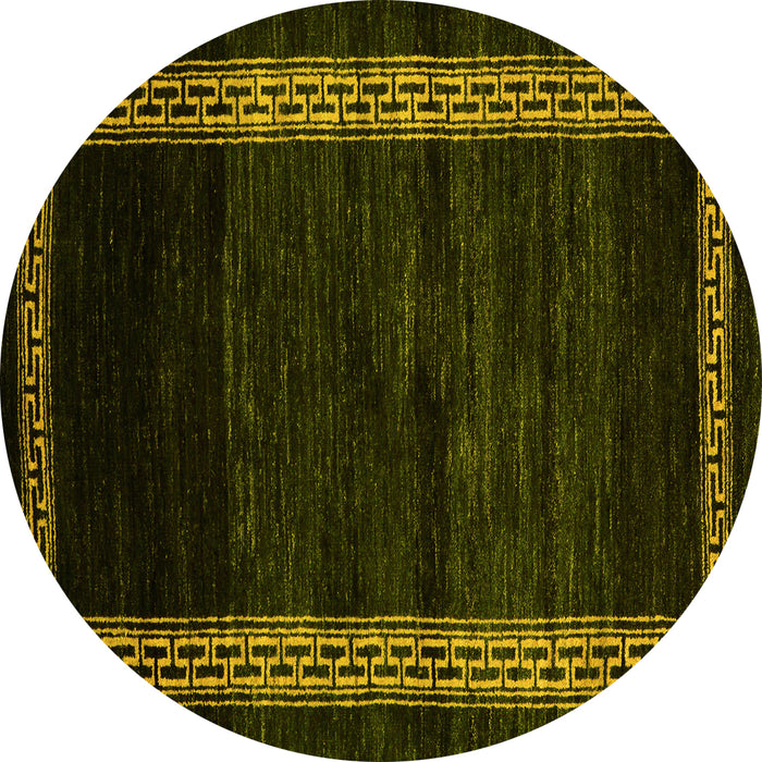 Round Abstract Yellow Modern Rug, abs5399yw
