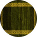 Round Abstract Yellow Modern Rug, abs5399yw