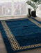 Abstract Blue Modern Rug in Family Room, abs5399