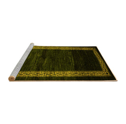 Sideview of Machine Washable Abstract Yellow Modern Rug, wshabs5399yw
