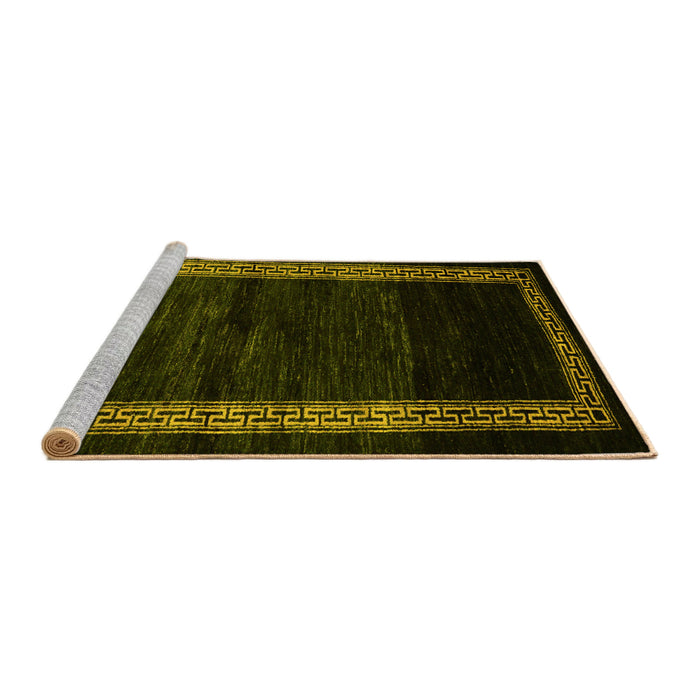 Sideview of Machine Washable Abstract Yellow Modern Rug, wshabs5399yw
