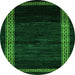 Round Abstract Green Modern Rug, abs5399grn