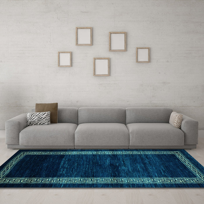 Machine Washable Abstract Light Blue Modern Rug in a Living Room, wshabs5399lblu