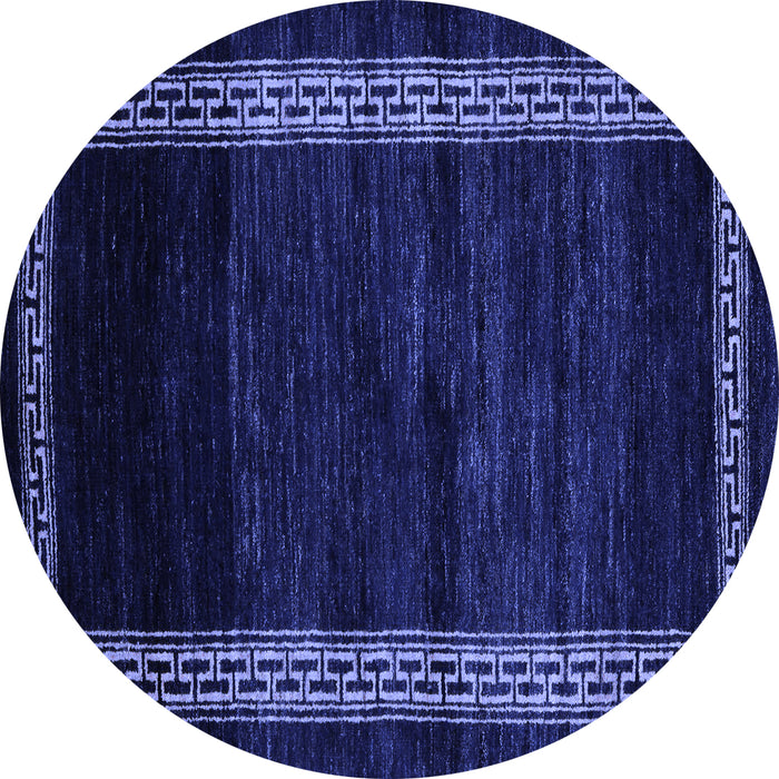 Round Abstract Blue Modern Rug, abs5399blu