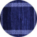 Round Abstract Blue Modern Rug, abs5399blu