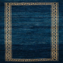 Square Machine Washable Abstract Night Blue Rug, wshabs5399