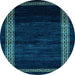 Round Machine Washable Abstract Light Blue Modern Rug, wshabs5399lblu