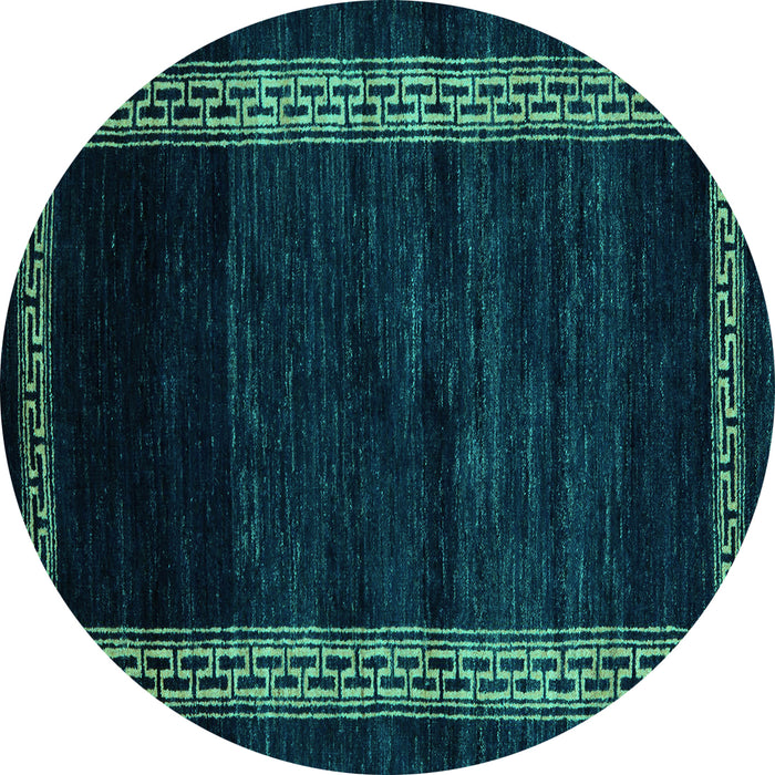 Round Abstract Turquoise Modern Rug, abs5399turq