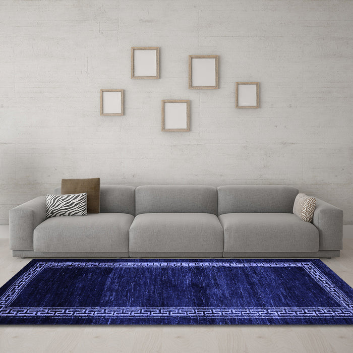 Machine Washable Abstract Blue Modern Rug in a Living Room, wshabs5399blu