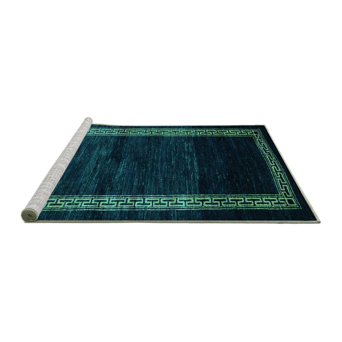 Sideview of Machine Washable Abstract Turquoise Modern Area Rugs, wshabs5399turq