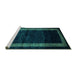 Sideview of Machine Washable Abstract Turquoise Modern Area Rugs, wshabs5399turq