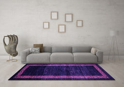 Machine Washable Abstract Pink Modern Rug in a Living Room, wshabs5399pnk