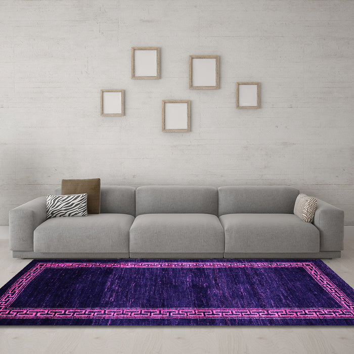 Machine Washable Abstract Pink Modern Rug in a Living Room, wshabs5399pnk