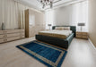 Abstract Blue Modern Rug in a Bedroom, abs5399