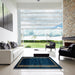 Square Abstract Blue Modern Rug in a Living Room, abs5399