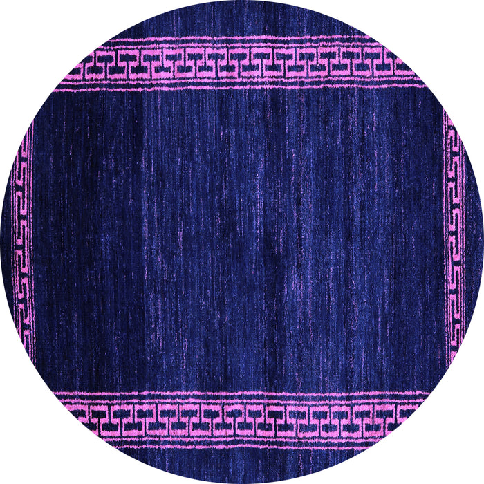 Round Machine Washable Abstract Purple Modern Area Rugs, wshabs5399pur