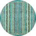 Round Machine Washable Abstract Light Blue Modern Rug, wshabs539lblu