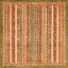 Square Machine Washable Abstract Orange Modern Area Rugs, wshabs539org