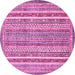 Round Machine Washable Abstract Pink Modern Rug, wshabs539pnk