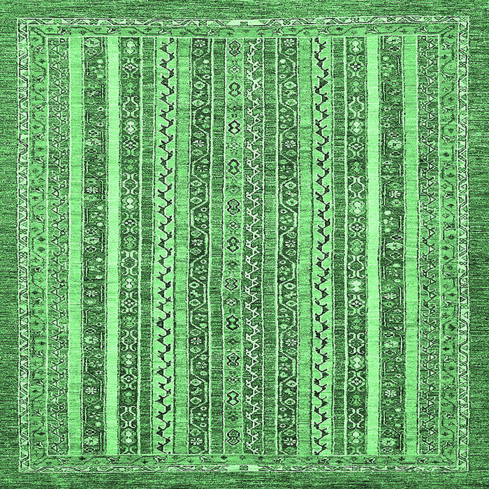 Square Machine Washable Abstract Emerald Green Modern Area Rugs, wshabs539emgrn