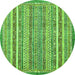 Round Abstract Green Modern Rug, abs539grn