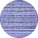 Round Machine Washable Abstract Blue Modern Rug, wshabs539blu