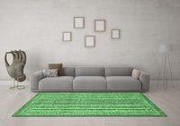 Machine Washable Abstract Emerald Green Modern Rug, wshabs539emgrn