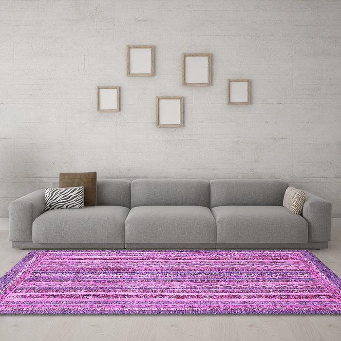 Machine Washable Abstract Purple Modern Area Rugs in a Living Room, wshabs539pur