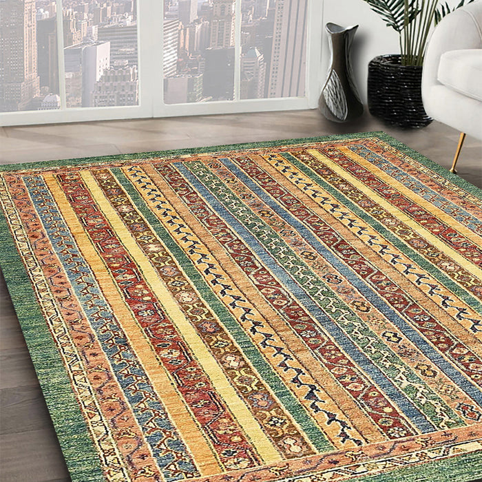 Abstract Saddle Brown Modern Rug in Family Room, abs539