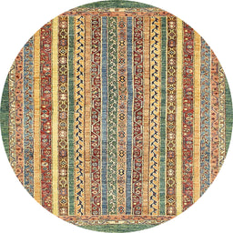 Round Machine Washable Abstract Saddle Brown Rug, wshabs539