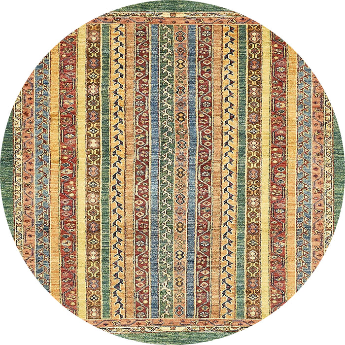 Round Machine Washable Abstract Saddle Brown Rug, wshabs539