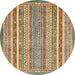 Round Machine Washable Abstract Saddle Brown Rug, wshabs539