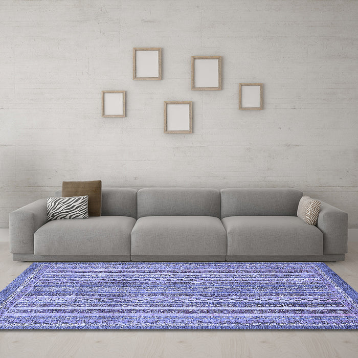 Machine Washable Abstract Blue Modern Rug in a Living Room, wshabs539blu