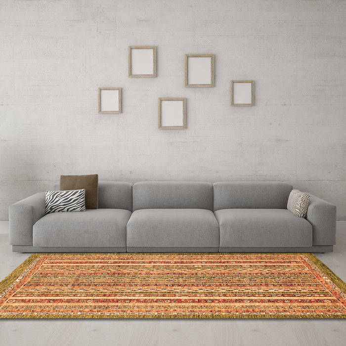 Machine Washable Abstract Orange Modern Area Rugs in a Living Room, wshabs539org