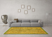 Machine Washable Abstract Yellow Modern Rug, wshabs539yw