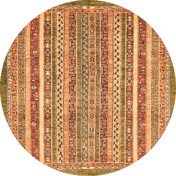 Round Machine Washable Abstract Orange Modern Area Rugs, wshabs539org